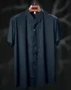 Korean Short-Sleeve Navy Blue Shirt
