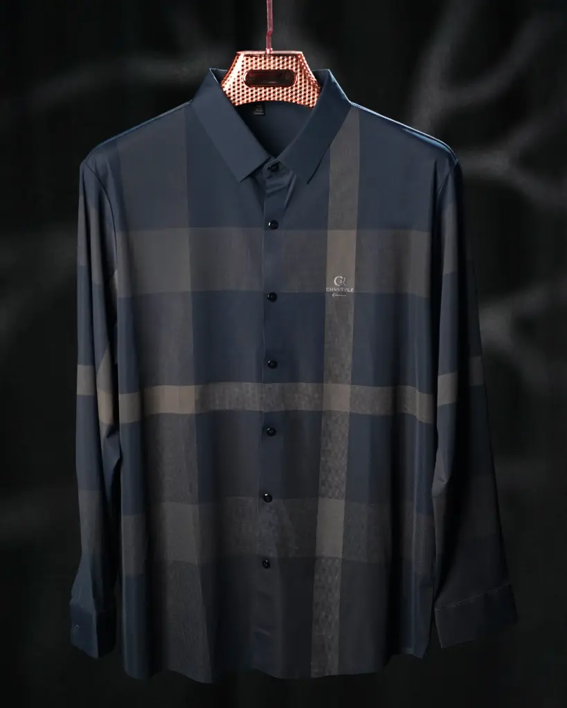 Long Sleeve Checkered Button-Up Shirt