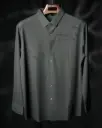 Long Sleeve-Dark Grey  Printed Button-Up Shirt