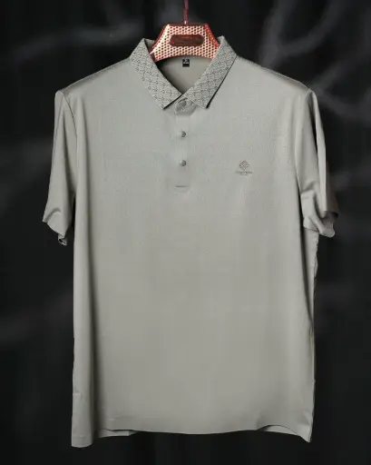 Short Sleeve Polo Tshirt with Pattern Collar